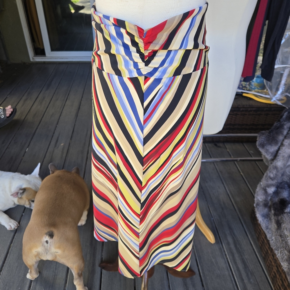 Bcbgmaxazria Multicolor Diagonal Stripe Midi Skir… - image 5